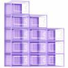 Kuject Shoe Organizers Storage Boxes for Closet, 12 Pack Clear Plastic Stackable Storage Bins with Lids, Under Bed Shoe Containers for Entryway, Drop Front, Fit up to Women's Size 10,Purple view 1