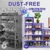 Kuject Shoe Organizers Storage Boxes for Closet, 12 Pack Clear Plastic Stackable Storage Bins with Lids, Under Bed Shoe Containers for Entryway, Drop Front, Fit up to Women's Size 10,Purple view 4