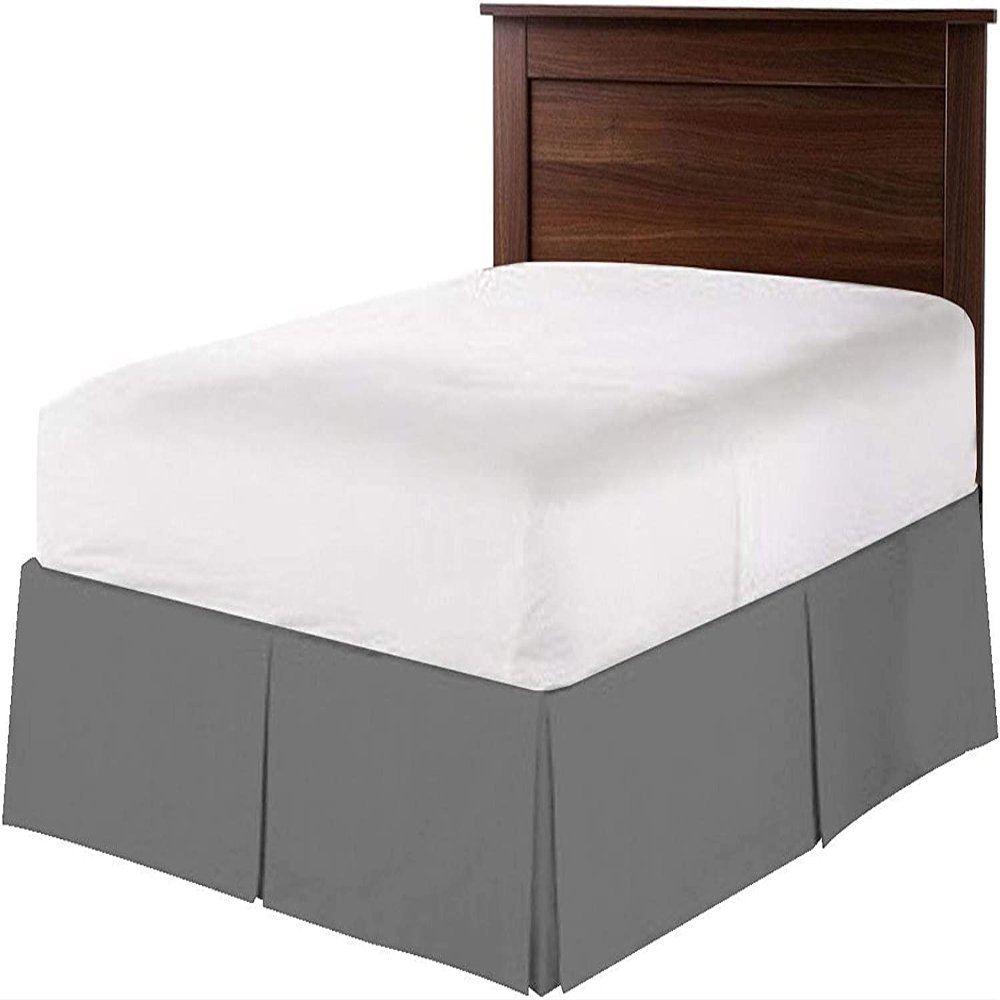 1 Piece Split Corners with Box Pleated Egyptian Cotton Bed Skirt 1000 Thread Count 22 Inch Drop Easy Fit Luxury Bedding Collection (Oversized King, Dark Grey)