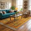 Rugs.com - Calypso Rug 4' x 6' Yellow Easy-Clean Rug Modern Floral Design for Living Rooms, Kitchens, and Entryways view 1