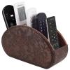 Tv Remote Holder Tray with 5 Compartment,PU Leather Remote Control Holder/Caddy,Placed Media Remote Storage Box/Glasses/Makeup Brush/Office Products/Desktop Organizers Nightstand Decoration (Retro) view 1