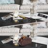 Tv Remote Holder Tray with 5 Compartment,PU Leather Remote Control Holder/Caddy,Placed Media Remote Storage Box/Glasses/Makeup Brush/Office Products/Desktop Organizers Nightstand Decoration (Retro) view 2
