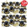 Beistle Black & Gold Legacy Happy New Year's Eve Party Supplies Assortment For 50 People - NYE Photo Booth Props - Hats, Tiaras, Horns, Necklaces view 3