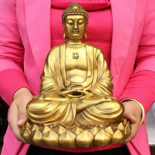 Canglan Technology Large Nice Bronze Brass Sakyamuni Gautama Amitabha Buddha Statue Figure 10"
