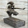 Boy and Girl Playing Bronze Sculpture Figurine Figure Lost Wax Method Statue by Think Bronze Decorative Art view 4