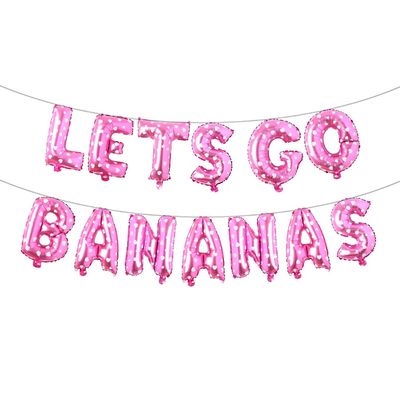 16" Lets GO Bananas Letter Banner Balloons for Tutti Frutti Balloon, Fruit Birthday Party, Twotti Frutti Birthday Decorations, Tutti Fruity Birthday,Gold (GO BANANAS Pink Heart)
