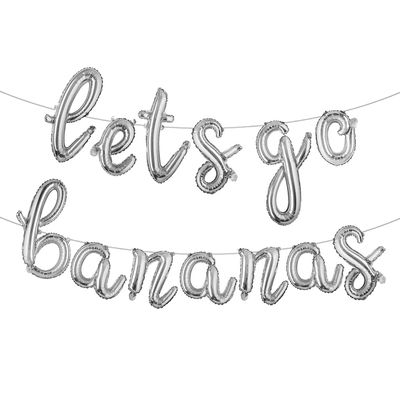 16" Lets GO Bananas Letter Banner Balloons for Tutti Frutti Balloon, Fruit Birthday Party, Twotti Frutti Birthday Decorations, Tutti Fruity Birthday,Gold (L GO BANANAS Silver)
