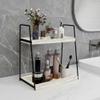 Dorhors 2 Tier Bathroom Counter Organizer Storage,Vanity Organizer for Bathroom Counter,Wood Standing Rack for Kitchen(Rustic White) view 2