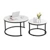 AT-VALY Nesting Table Set of 2,Round Coffee Table,End Side Table with Sturdy Metal Frame for Living Room 31.5" (Black&White) view 1