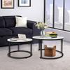 AT-VALY Nesting Table Set of 2,Round Coffee Table,End Side Table with Sturdy Metal Frame for Living Room 31.5" (Black&White) view 2