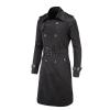 Maiyifu-GJ Men's Double Breasted Trench Coat Stylish Slim Fit Mid Long Belted Windbreaker Lapel Military Jacket with Belt (Black,XX-Large) view 1