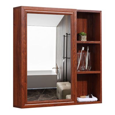 Space Aluminum Mirror Cabinet Wall-Mounted Bathroom Mirror with Cabinet Locker with Mirror Bathroom Storage Cabinet (Color : Red, Size : 80x12.5x70cm)