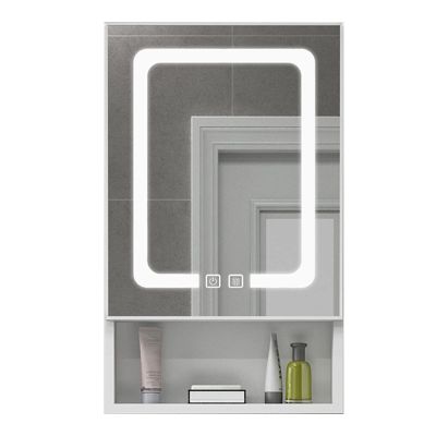 Bathroom Mirror Cabinet with Light Smart Mirror with Touch Screen Space Aluminum Wall-Mounted Storage Cabinet Defogging (Color : White, Size : 40x65cm)