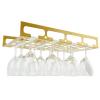 41cm/16in Modern Metal Wine Glass Holder - Under Cabinet Stemware Hanging Rack - Wine Glass Storage Organizer Rack, 4 Row (Color : Gold) view 1
