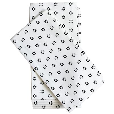 100% Cotton Cloth Napkins with Flowers Pattern for Wedding, Cocktail, Dinner Parties & Thanksgiving (Set of 6, 20x20 inch, Black)