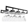 41cm/16in Modern Metal Wine Glass Holder - Under Cabinet Stemware Hanging Rack - Wine Glass Storage Organizer Rack, 4 Row (Color : Black) view 1
