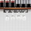 41cm/16in Modern Metal Wine Glass Holder - Under Cabinet Stemware Hanging Rack - Wine Glass Storage Organizer Rack, 4 Row (Color : Black) view 2