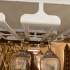 41cm/16in Modern Metal Wine Glass Holder - Under Cabinet Stemware Hanging Rack - Wine Glass Storage Organizer Rack, 4 Row (Color : Black) view 3