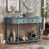 52'' Retro Sofa Table, Circular Curved Design Console Table Sofa Entryway Table with 4 Drawers and One Open Shelf Easy to Assemble, for Entryway, Front Hall, Hallway, Living Room, Coffee Bar, Kitchen view 1