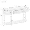 52'' Retro Sofa Table, Circular Curved Design Console Table Sofa Entryway Table with 4 Drawers and One Open Shelf Easy to Assemble, for Entryway, Front Hall, Hallway, Living Room, Coffee Bar, Kitchen view 2