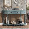 52'' Retro Sofa Table, Circular Curved Design Console Table Sofa Entryway Table with 4 Drawers and One Open Shelf Easy to Assemble, for Entryway, Front Hall, Hallway, Living Room, Coffee Bar, Kitchen view 3