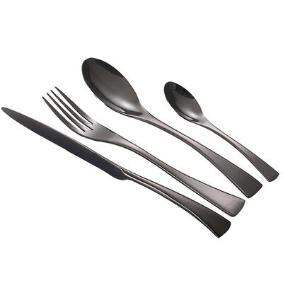 Black Silverware Set Durable Stainless Steel Cutlery Utensil 16 Piece Flatware Service for 4 Wedding Kitchen Restaurant Tableware Sets Include Spoon Fork Knife Teaspoon Mirror Polished Nice Weight