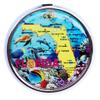 Florida Map under Ocean with Dolphins & Sea Creatures Picturesque Souvenir Round Metal Keychain - Florida Souvenirs view 2