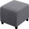 ADPON Square Ottoman Covers Ottoman Slipcovers Folding Storage Stool Protector Elastic Bottom Stretch High Spandex Small Checks Jacquard Fabric (Large,Grey) view 1