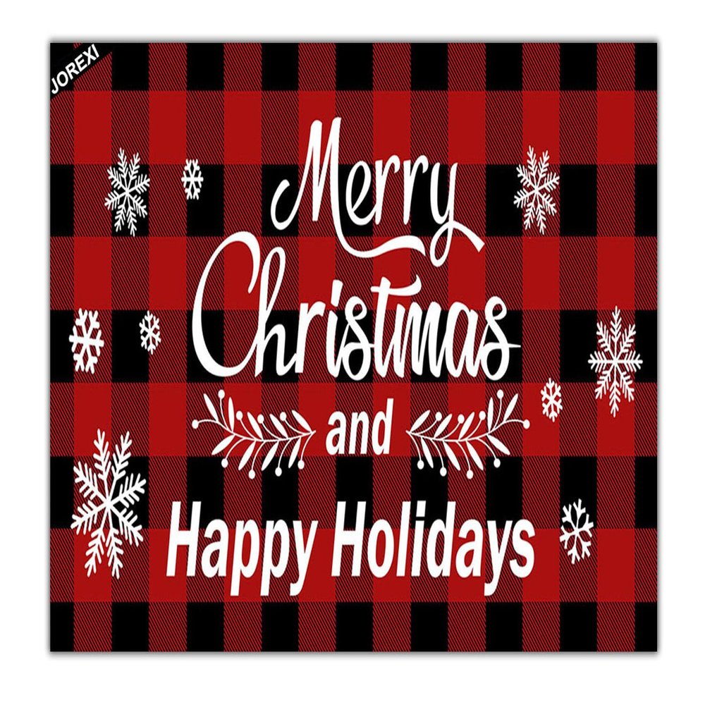 Red Buffalo Plaid Christmas Decorative Doormat,Seasonal Winter Xmas Doormat Low Profile Floor Mat Front Mat Indoor
