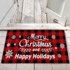 Red Buffalo Plaid Christmas Decorative Doormat,Seasonal Winter Xmas Doormat Low Profile Floor Mat Front Mat Indoor view 2