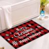 Red Buffalo Plaid Christmas Decorative Doormat,Seasonal Winter Xmas Doormat Low Profile Floor Mat Front Mat Indoor view 4