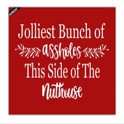 Christmas Front Door Mat, Jolliest Bunch of Asshole Doormat Merry Christmas Welcome Mat for Porch Farmhouse