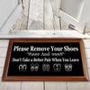 Welcome Mat Outdoor Please Remove Your Shoes Doormat Non Slip Shoes Off Indoor Front Door Mats Entrance High Traffic Areas Black view 2