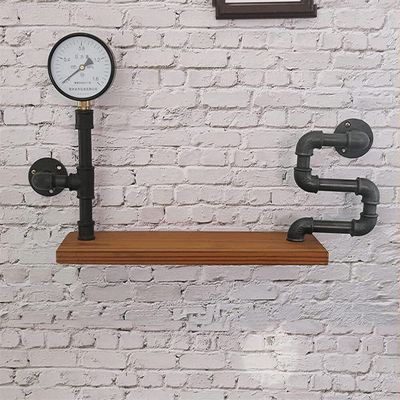 YQBUER Industrial Pipe Bathroom Shelf Wall Mount Rustic Utility Storage Shelves Wood Storage Floating Shelves Bar Bookshelf Kitchen Spice Rack Home Decore Shelves 22''
