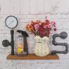 YQBUER Industrial Pipe Bathroom Shelf Wall Mount Rustic Utility Storage Shelves Wood Storage Floating Shelves Bar Bookshelf Kitchen Spice Rack Home Decore Shelves 22'' view 2