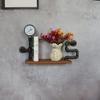 YQBUER Industrial Pipe Bathroom Shelf Wall Mount Rustic Utility Storage Shelves Wood Storage Floating Shelves Bar Bookshelf Kitchen Spice Rack Home Decore Shelves 22'' view 4