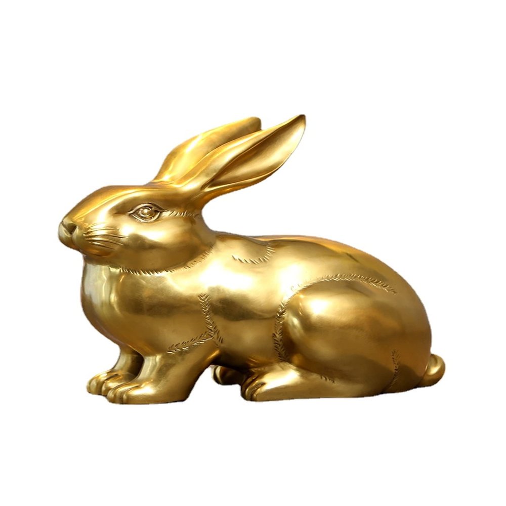 Brass Cartoon Rabbit Sculpture,Animal Rabbit Statue Model Crafts Desktop Ornament Bar Home Living Room Bookshelf Wine Cabinet Decor Accessories Opening Housewarming Gifts