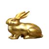 Brass Cartoon Rabbit Sculpture,Animal Rabbit Statue Model Crafts Desktop Ornament Bar Home Living Room Bookshelf Wine Cabinet Decor Accessories Opening Housewarming Gifts view 1