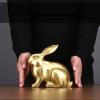Brass Cartoon Rabbit Sculpture,Animal Rabbit Statue Model Crafts Desktop Ornament Bar Home Living Room Bookshelf Wine Cabinet Decor Accessories Opening Housewarming Gifts view 2