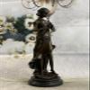 Bronze Signed Original French Jean Patoue Female Flute Player Sculpture Gift by Think Bronze Dcor view 1