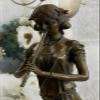 Bronze Signed Original French Jean Patoue Female Flute Player Sculpture Gift by Think Bronze Dcor view 3