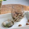 A&B Home Lidded Glass Jar with Gold Branch - Hammered Texture Glass and Aluminum Decorative Jar, Tabletop Home Decor Accessory, Living Room Entryway Coffee Table Side Table Accent Piece, 8" x 7" x 11" view 2