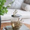 A&B Home Lidded Glass Jar with Gold Branch - Hammered Texture Glass and Aluminum Decorative Jar, Tabletop Home Decor Accessory, Living Room Entryway Coffee Table Side Table Accent Piece, 8" x 7" x 11" view 3