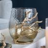 A&B Home Lidded Glass Jar with Gold Branch - Hammered Texture Glass and Aluminum Decorative Jar, Tabletop Home Decor Accessory, Living Room Entryway Coffee Table Side Table Accent Piece, 8" x 7" x 11" view 4