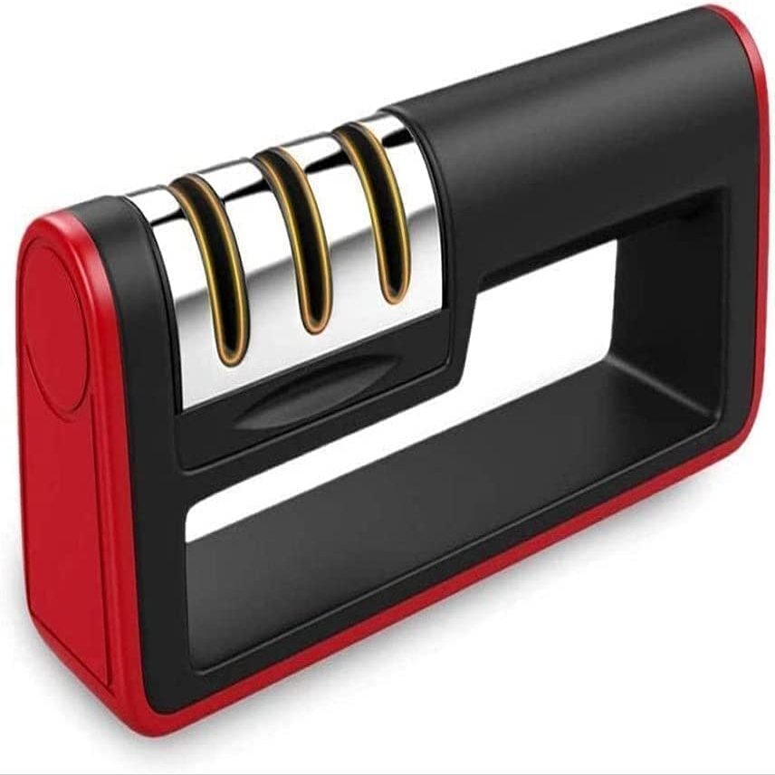 Blade Sharpener, Manual Knife Sharpeners, Knife Sharpener  3 in 1 Non-Slip Ergonomic for Professional Kitchen Knife Sharpener, Diamond Rods, Tungsten Carbide Plates, Ceramic Stone, Safe