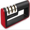 Blade Sharpener, Manual Knife Sharpeners, Knife Sharpener  3 in 1 Non-Slip Ergonomic for Professional Kitchen Knife Sharpener, Diamond Rods, Tungsten Carbide Plates, Ceramic Stone, Safe view 1