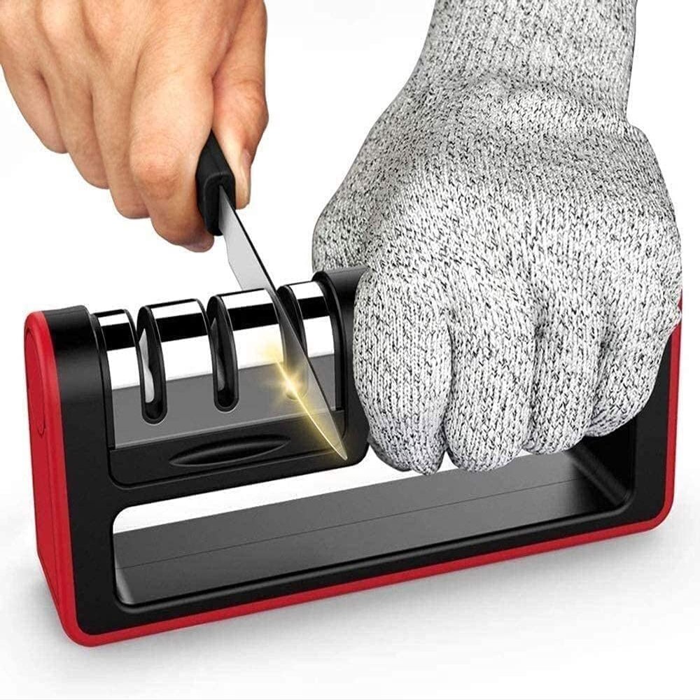 Blade Sharpener, Manual Knife Sharpeners, Starthi Kitchen Knife Sharpener 3-Stage Chef Knife Sharpener to Restore Non-Serrated Knife Blades Quickly, Safely Easy to Use for Kitchen Camping Hiking
