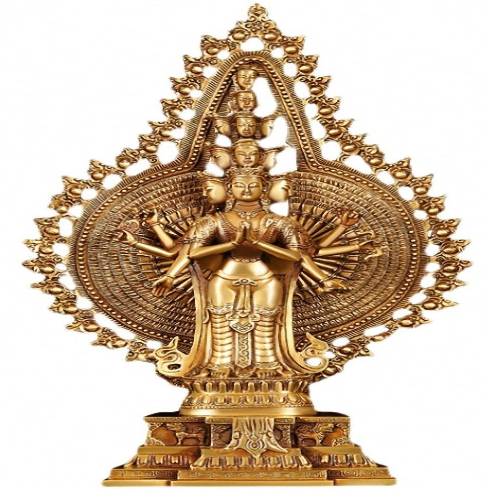 Brass 1000 Arms Avalokiteshvara of Kwanyin Goddess Buddha Statue 38#