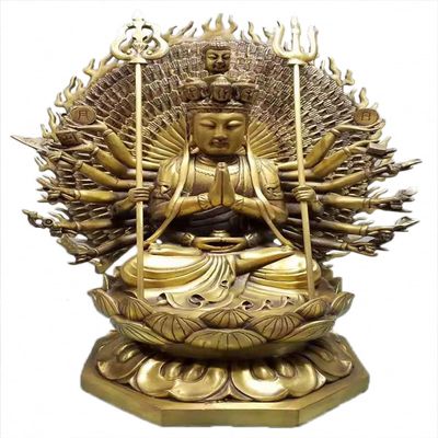 Brass 1000 Arms Avalokiteshvara of Kwanyin Goddess Buddha Statue 25#
