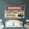 Decor for Man Cave Warning This Property is Protected by A Highly Trained Duck Tapestry Funny House Decor Tapastry'S Wall Hanging ( Size : 100X150CM ) view 3